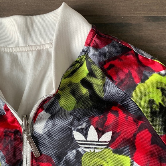 Adidas zip up sweater colourful with roses - Picture 2 of 3